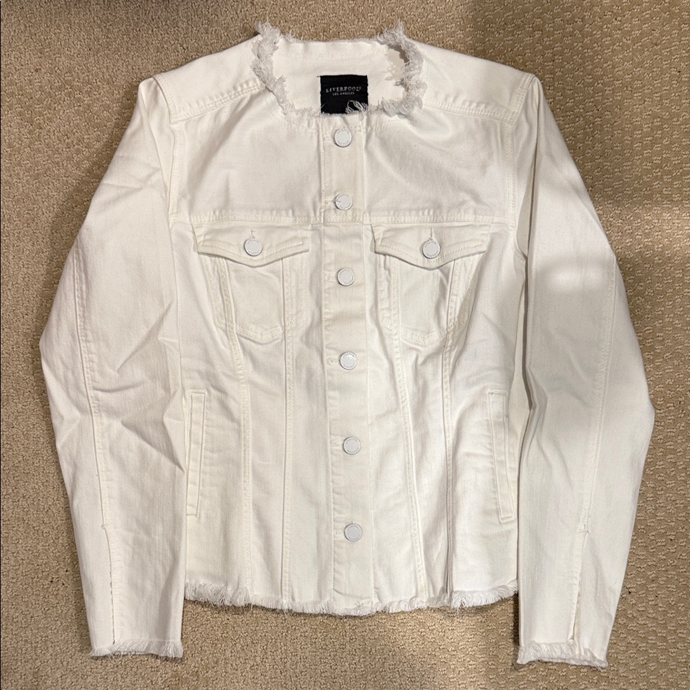 Liverpool Cream Frayed Jean Jacket